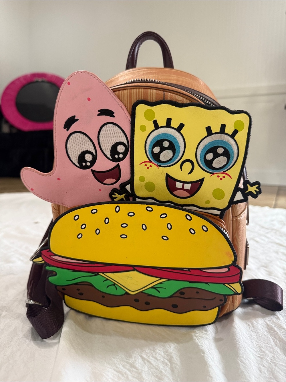Loungefly SpongeBob & Patrick Burger Kids Backpack - Yellow Pink Green Brown